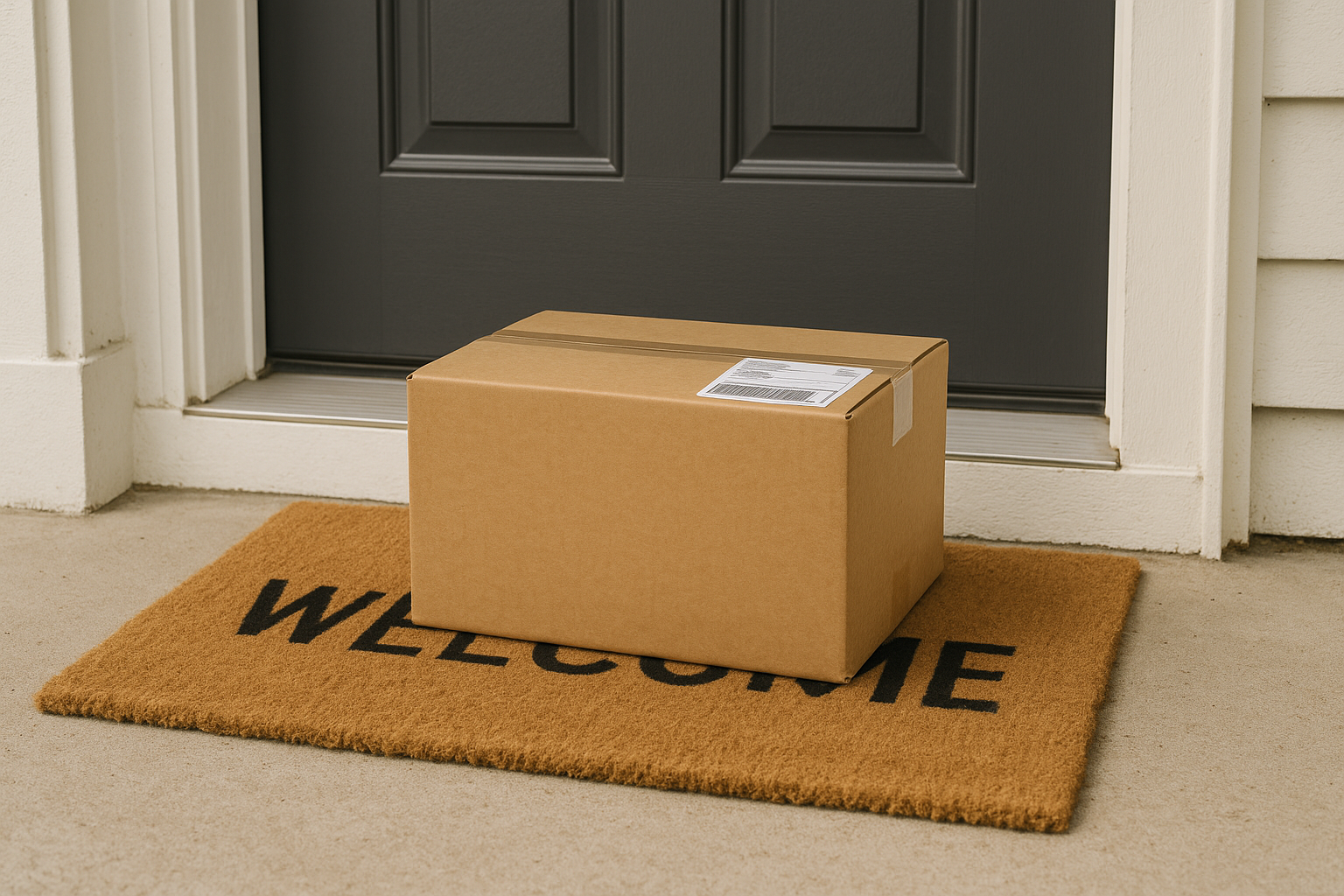 delivered shipping box on doorstep
